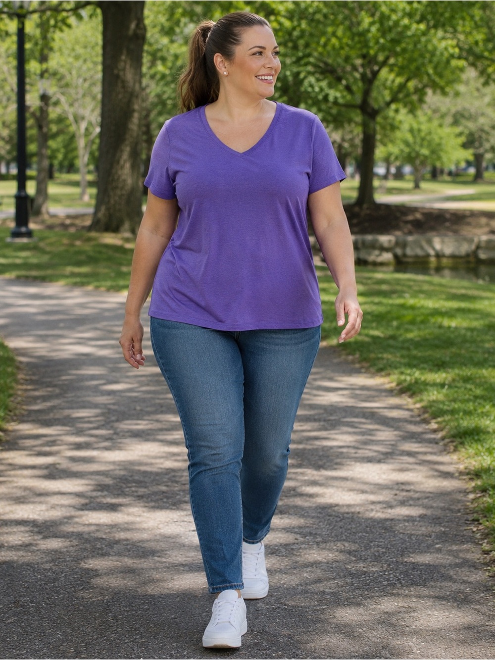 St. John's Bay Purple Essential Tee - Picture 3 of 13